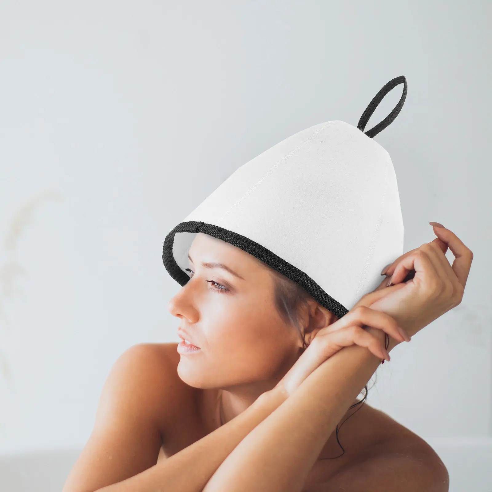 Portable Felt Sauna Hat Thick Bath Hat for Sauna Bathing Comfort Protection Lightweight Suitable for Natural Curls Long Hair
