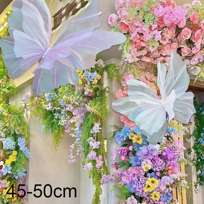 45-50cm Big Simulation Butterfly 3D Shopping Mall Wedding Festival Decoration Hollow Large Hanging Gauze Fake Butterfly