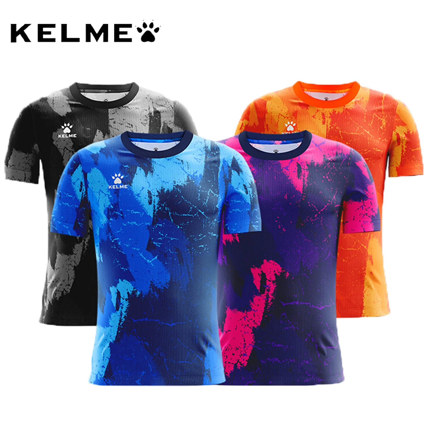 KELME Original Men\'s Football Jersey Short Sleeve Sportswear Quick Drying Breathable Jersey Customized T-shirt Training Clothes