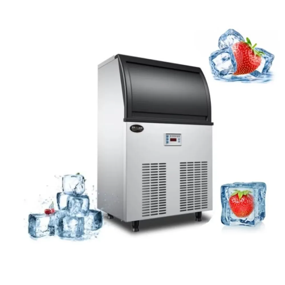 Commercial Ice Maker Machine for Restaurant Bar Hotel, Air-Cooled Countertop Cube Ice Maker with Stainless Steel Interior