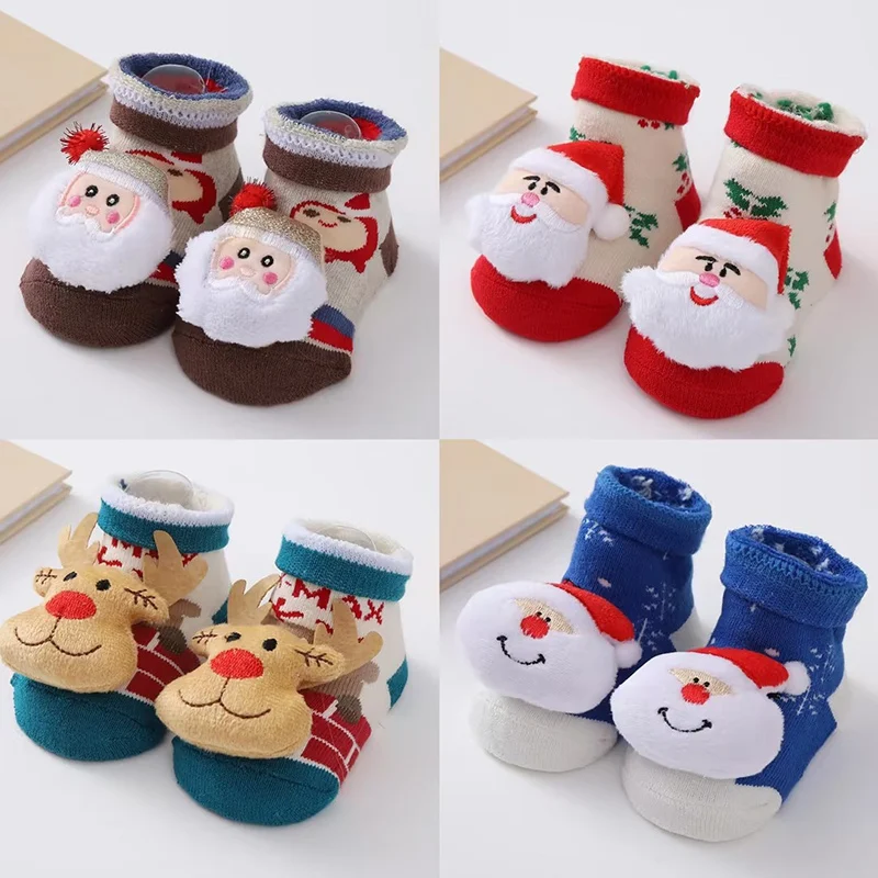 Baby Girls Boys Socks Non-slip Cartoon Cotton Toddler Baby Christmas Socks for Newborns Infant Short Socks Clothing