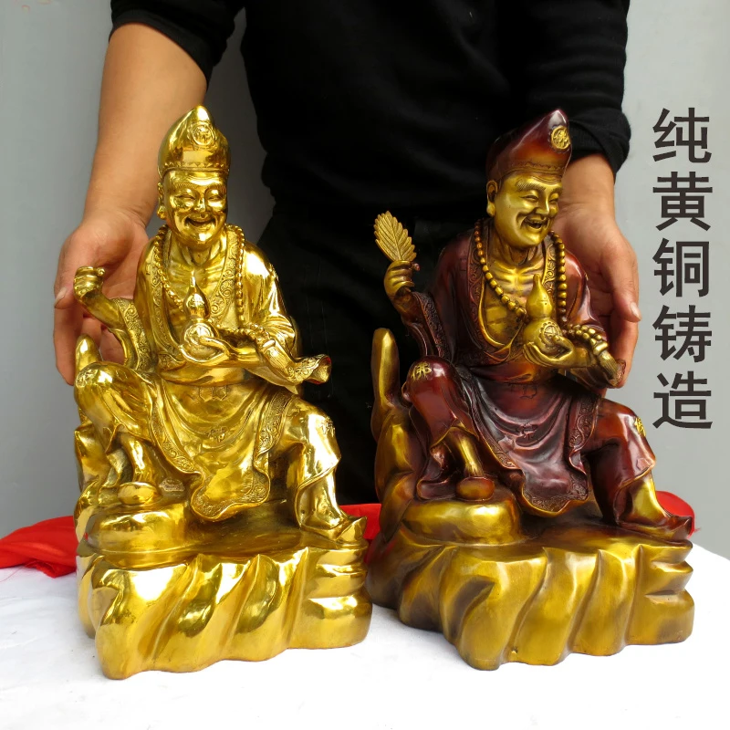 39cm large Buddhism Taoism HOME Company Exorcism exorcise evil spirit bring good luck HUO FO JI GONG buddha brass statue