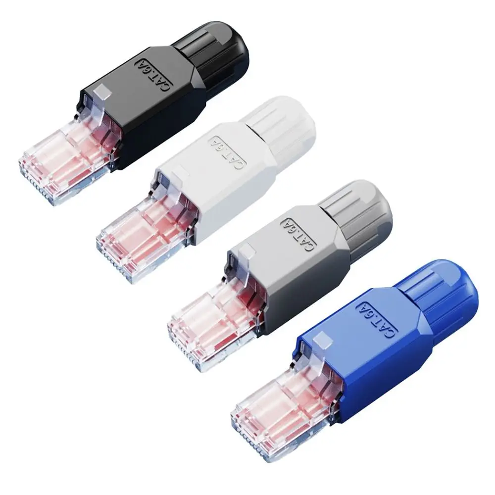 Tool Free RJ45 Connector Easy Install Gold Plated CAT6A CAT6 Field Termination Plug Professional for 23AWG to 26AWG Cable