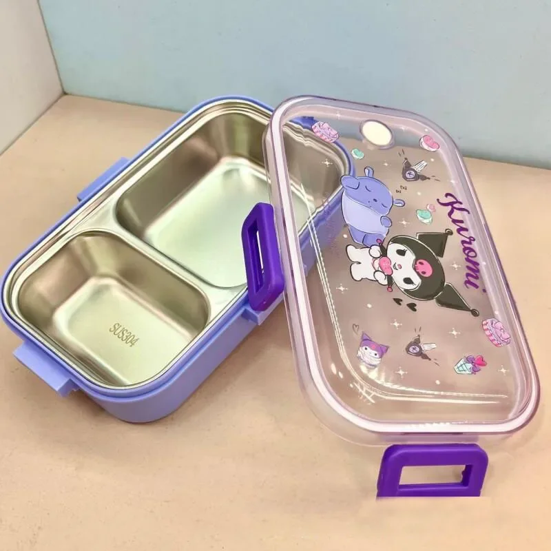 700Ml Sanrio Kuromi Lunch Box Kawaii My Melody Cinnamoroll Cartoon Large Capacity Student Portable Bento Box Household Tableware