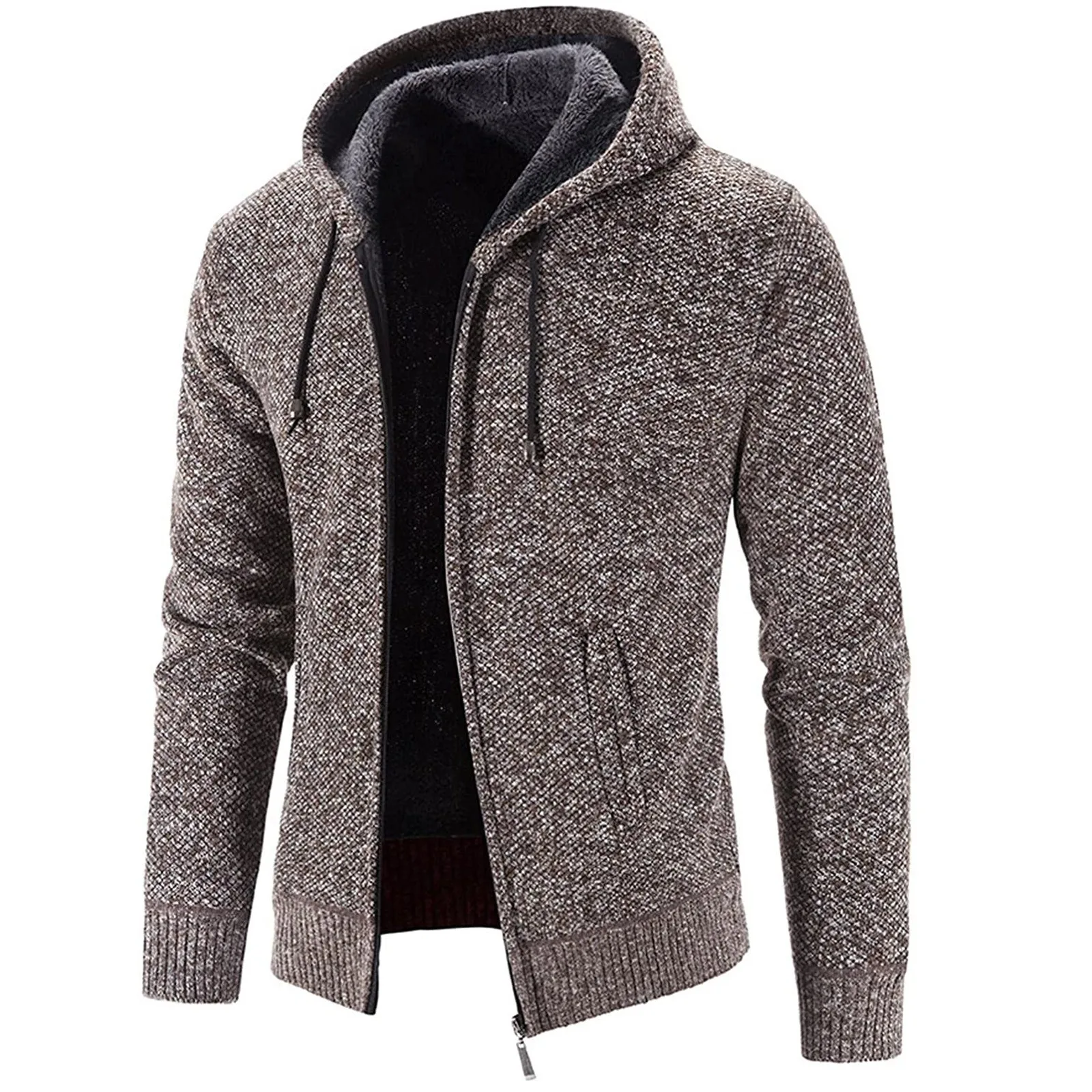 Autumn Winter Men's Fashion Leisure Long Sleeve Warm Solid Color Hooded Jackets Tops Fashion Streetwear Outdoor Top