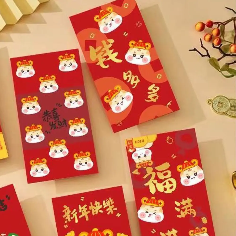 6pcs Cartoon 2025 Snake Year Red Envelopes Blessing Traditional Chinese New Year Money Pouches Hongbao Lucky Money Bag Bonus