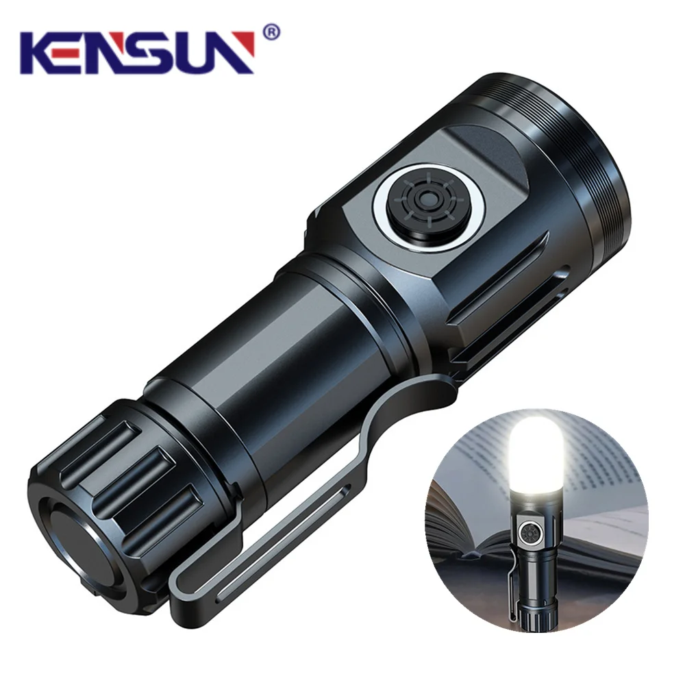 Powerful LED Flashlight EDC Strong Light Lamp Type-C Rechargeable Outdoor Mini Fixed Focus Small Flashlight Camping Light Torch