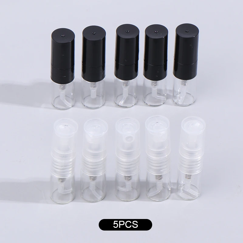 5pcs 1ML Portable Glass Perfume Spray Refillable Bottle Direct Pumping Sample Dispenser Fine Spray Press