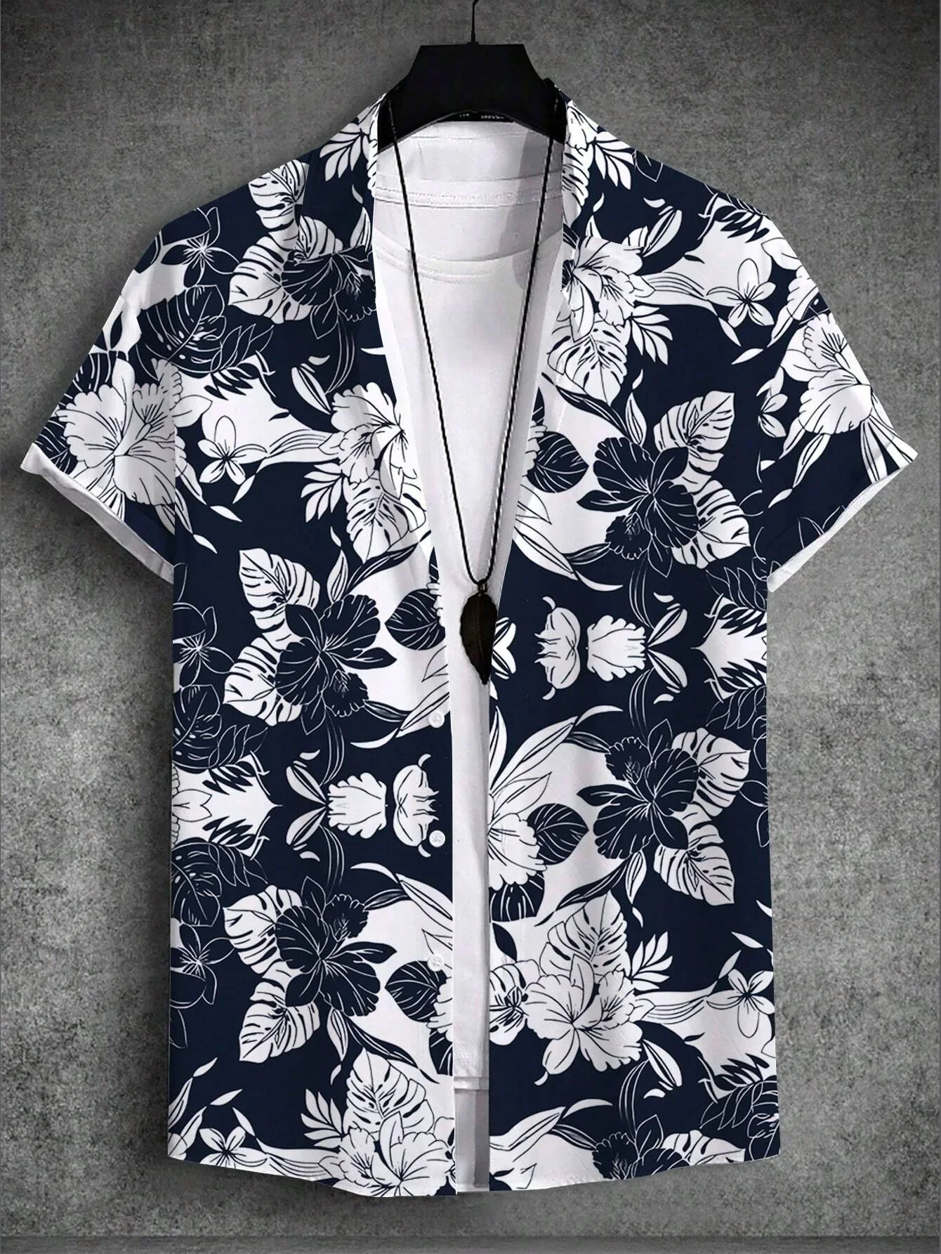 

3D short sleeved shirt men's summer top casual shirt collar button short sleeved T-shirt vacation