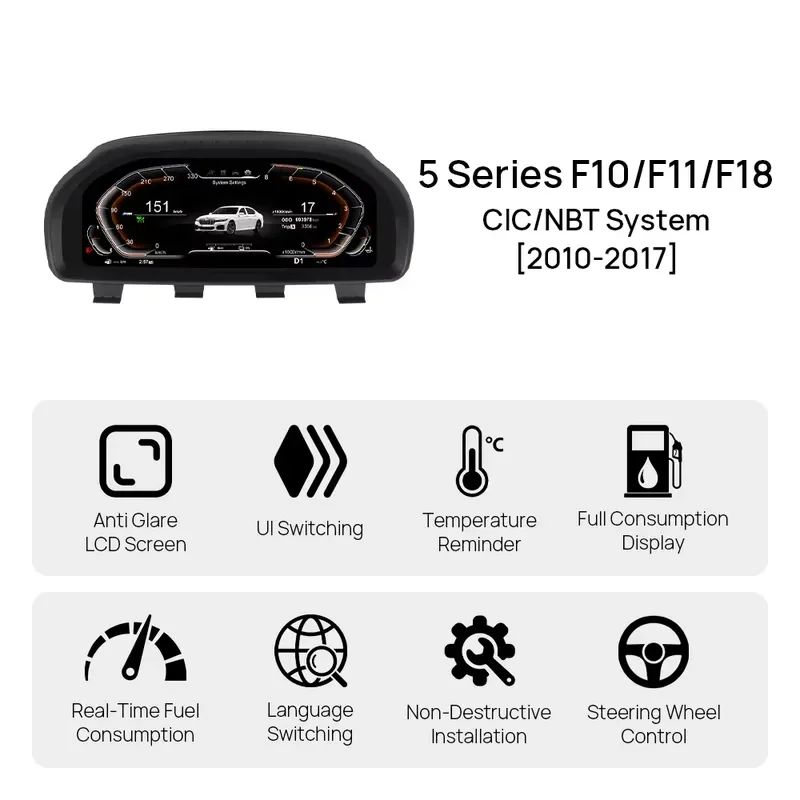 LCD Digital Instrument Cluster for X3/X4/X5/X6 F01-F04/F06/F07/F10-F16/F18/F25/F26 Dashboard Displayer Virtual Cockpit