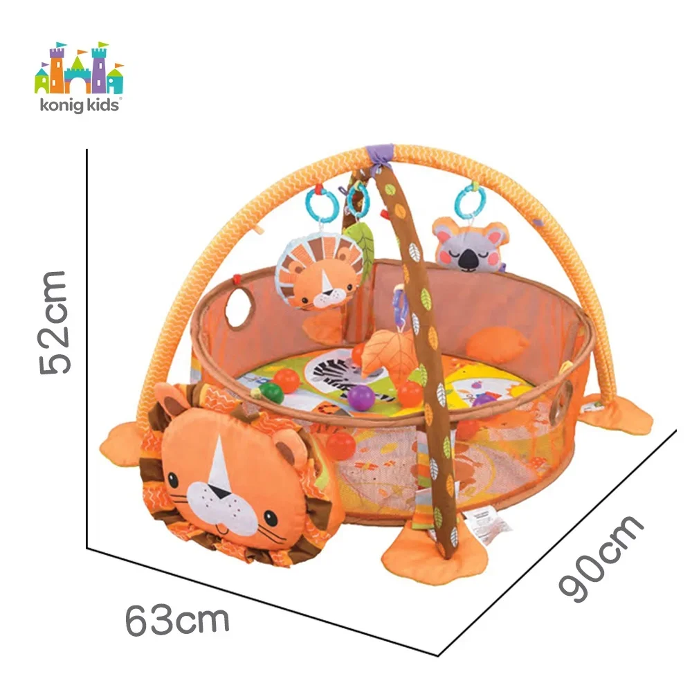 Konig Kids 3 w 1 Animal Lion Colorful Toddler Baby Toys Activity Gym Play Mats With Balls Games For Kids Gimnasio Para Bebes