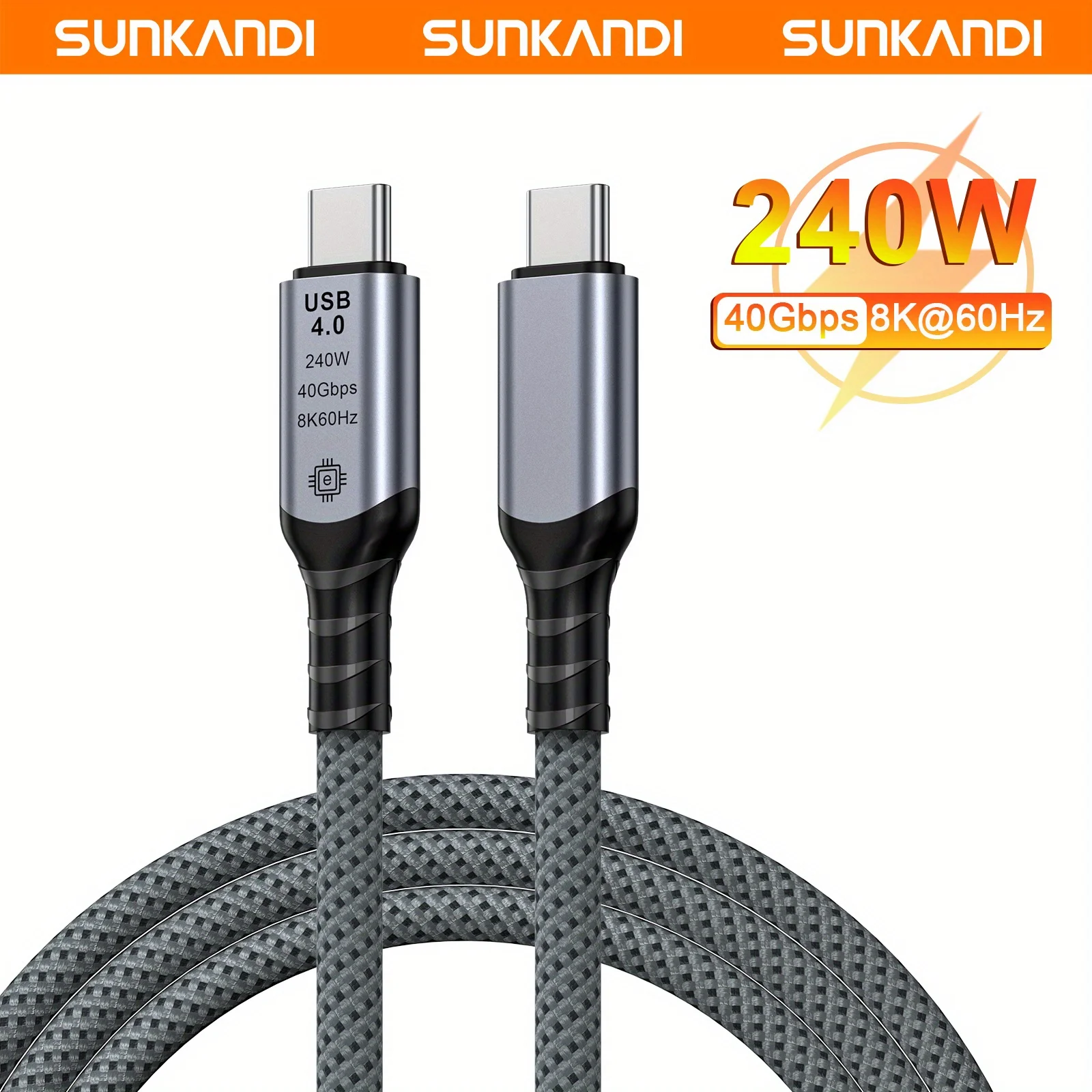 SUNKANDI USB-C-Kabel, 40 Gbit/s Datensynchronisierung, 240 W PD 3.1-Aufladung, 8K bei 60 Hz, kompatibel mit MacBook, iPhone 16/15, tragbarer Monitor