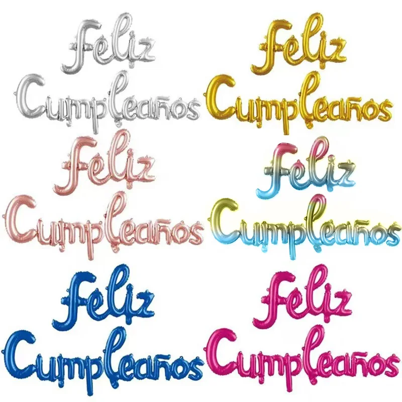 Juego de globos de aluminio de feliz cumpleaños español de 16 pulgadas, decoración para fiesta de cumpleaños, globo de Feliz Cumpleaños, decoración para la habitación del hogar, regalo de cumpleaños