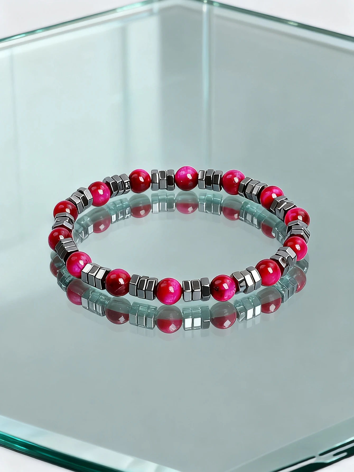 Natural Stone Bracelet Geometric Irregular Hematite Rose Red Tiger Eye Beads Bracelet For Vigour Strength And Protection Jewelry