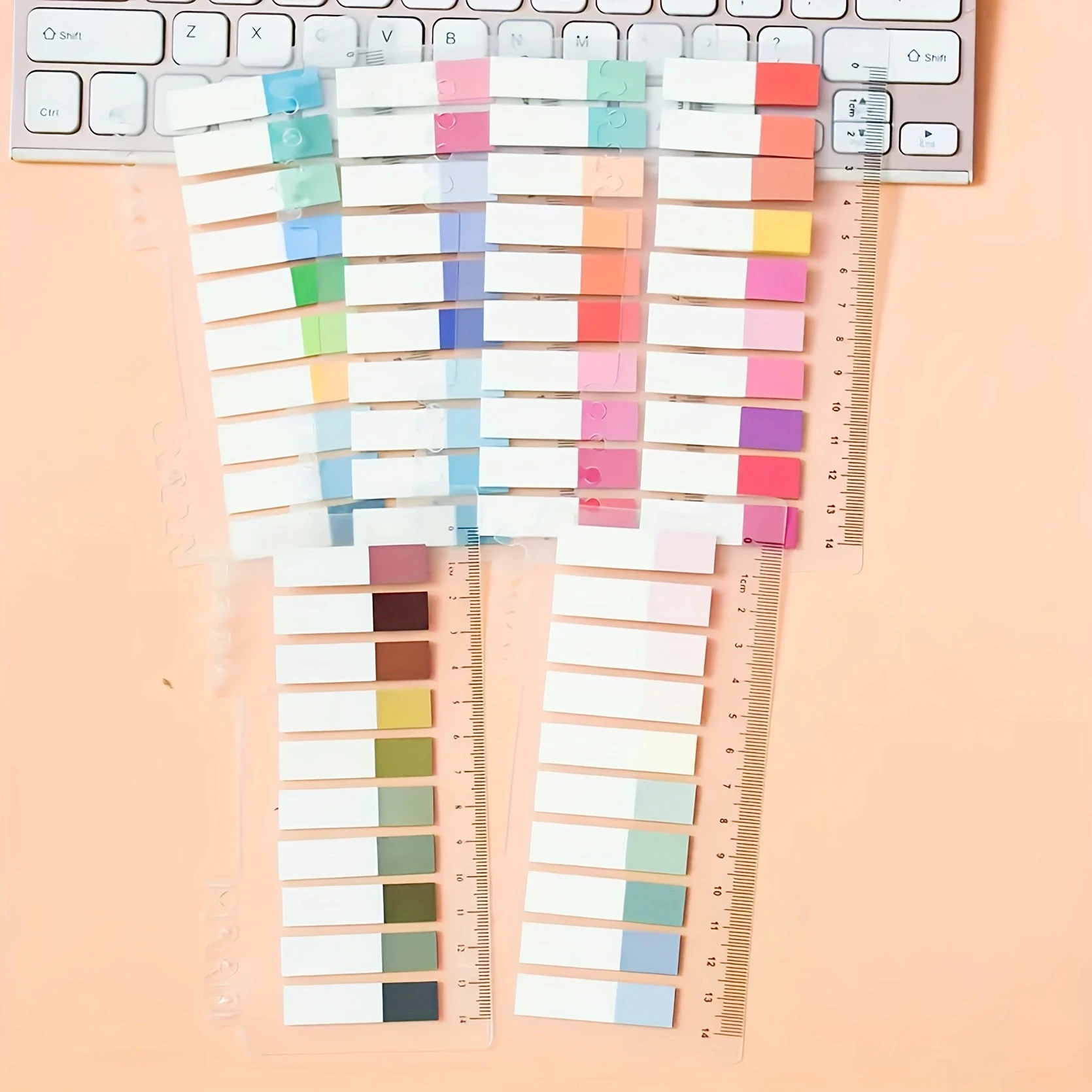 6 Packs Morandi Color Index Tabs with Ruler, Multicolor Self-Adhesive Page Markers,Writable Sticky Notes for Books，Office&School