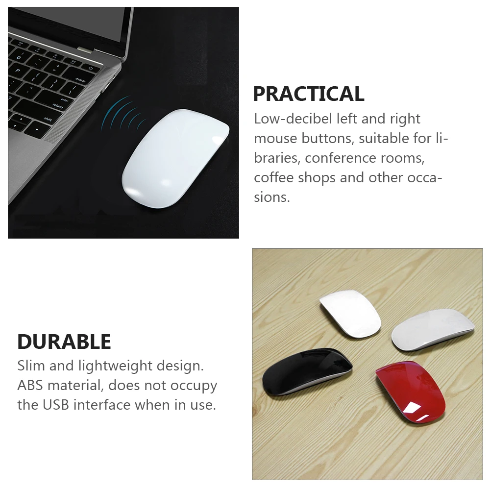 

Wireless Mouse Low Decibel Laptop Computer Portable Optical White Mice Office Travel Conference Ergonomic