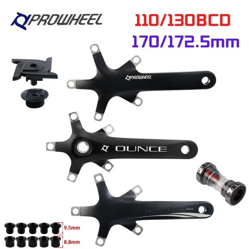 

PROWHEEL 110/130BCD 170/ 172.5mm Road Bicycle Crankset Crank With BB68 Bottom Bracket Aluminum Alloy Cranks Folding Bike Parts