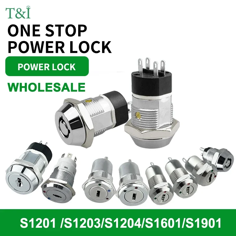 5/10/20sets 12/1619mm Metal 2pin 4pin Electronic Lock Key Switch 102 135 1203 2801 Power Switch 0.5A250VAC 4A125VAC 2A250VAC HOT