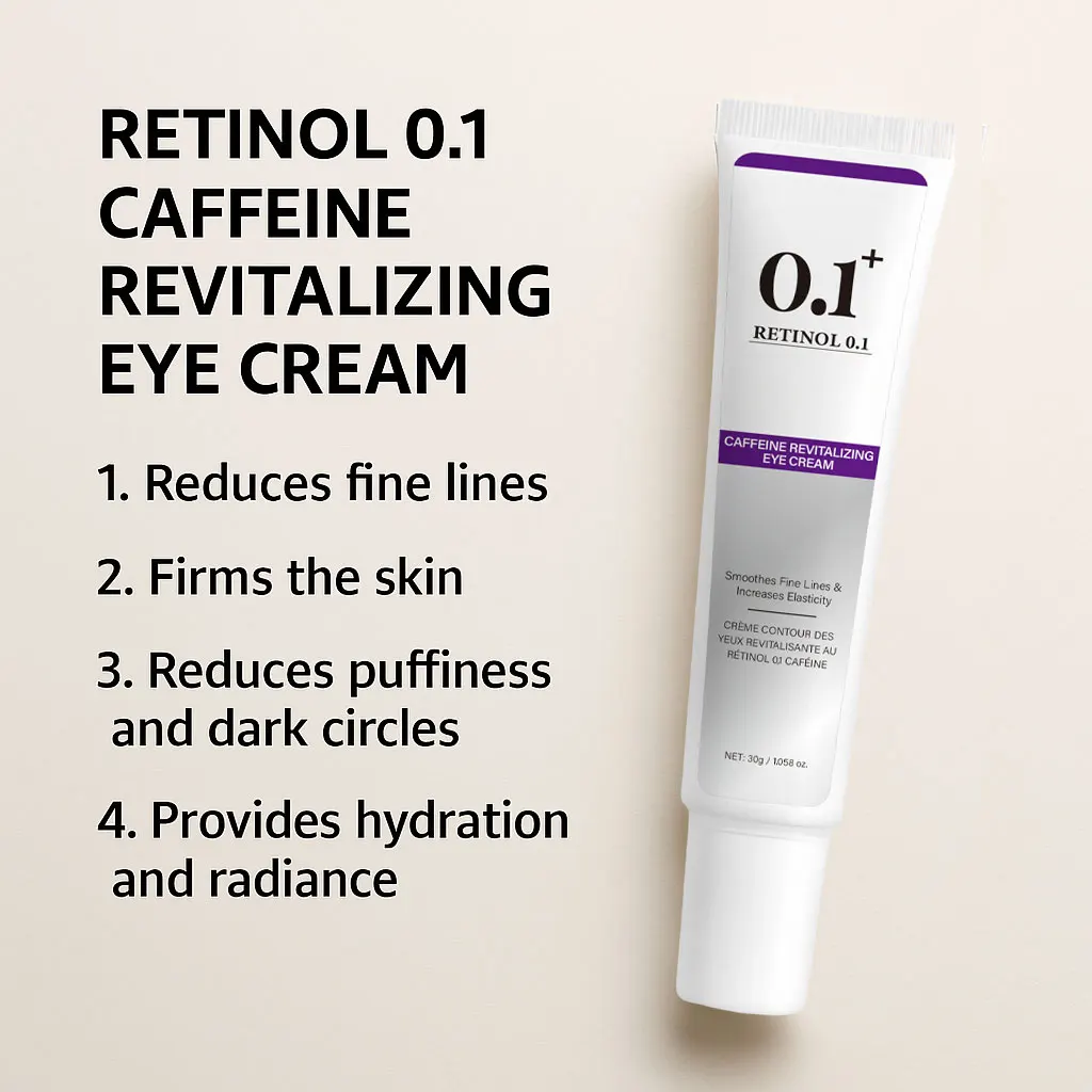 Retinol 0.1 Caffeine Revitalizing Eye Cream, Retinol Eye Cream for Dark Circles, Under Eye Cream For Hydration,Korean Skincare