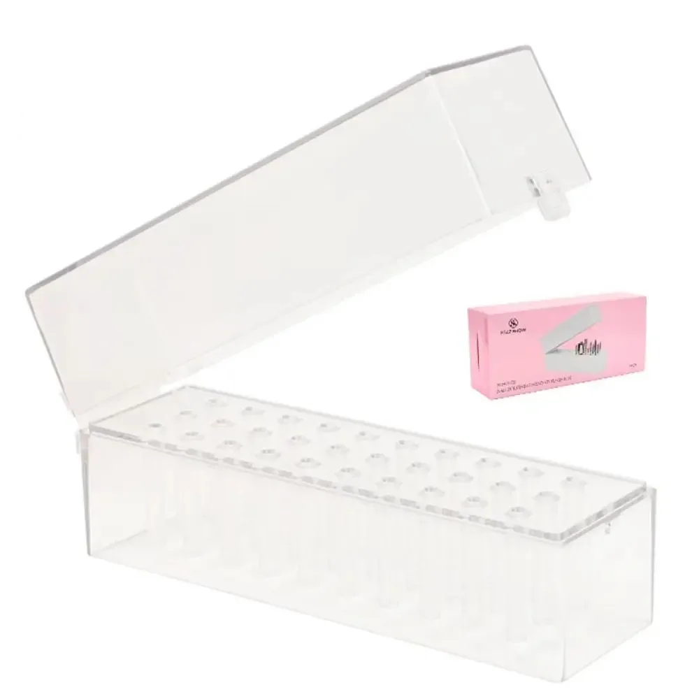 Étui de rangement transparent pour foret à ongles, 30 fentes, anti-poussière, boîte de rangement pour outils de manucure professionnels, accessoires pour Nail Art
