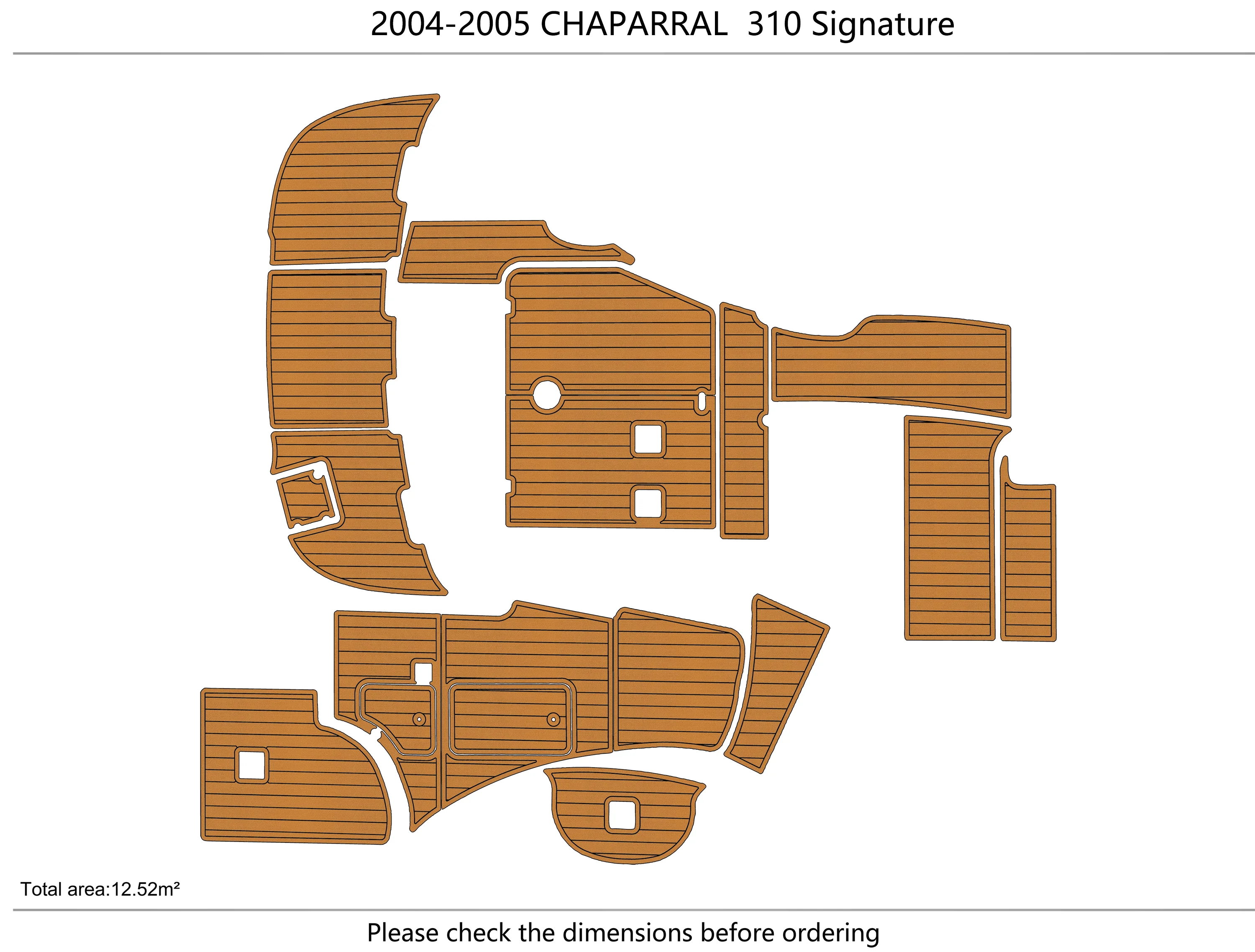 Eva foam Fuax teak seadek marine floor For 2004-2005 CHAPARRAL 310 Signature Cockpit Swim platform 1/4