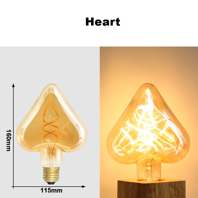E27 LED Gloeilamp 220 V 4 W A60 ST64 T45 T185 G80 G95 G125 Retro Vintage ampullen LED Edison Lamp Spiraal Lamp Voor Thuis