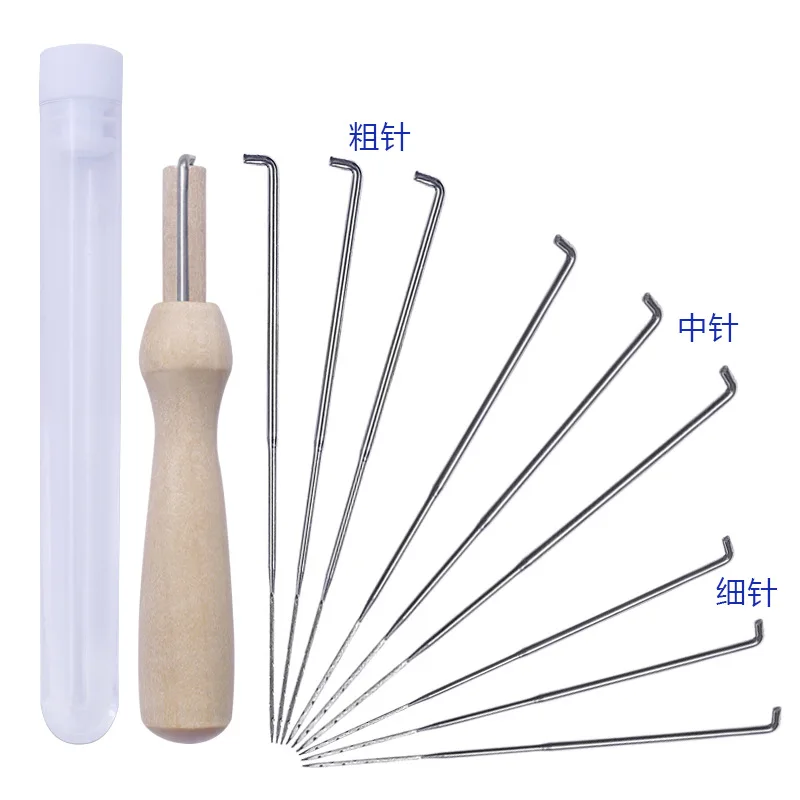 9pcs/set Sewing Needles 3 Sizes Felting Needles Artesanato Wool Felt Pocked Needles Set DIY Craft Felt Tools with Wood Handle