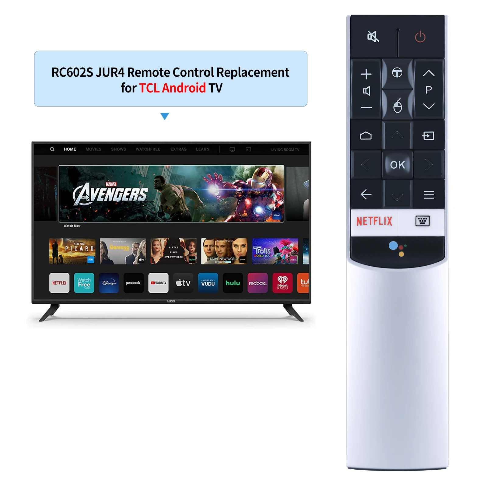 New RC602S JUR4 For TCL Smart TV Voice Remote Control w/ Netfilx App P4 P6 C4 C6 C8 X4 X7 P8M Series TV 55P607 55C6US