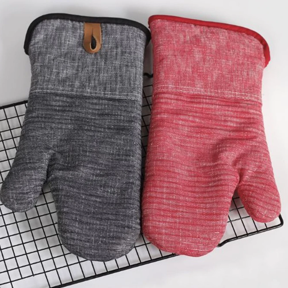 

1 Set Heat Resistant Cooking Glove Mat Kitchen Oven Mitt Microwave Protector Grilling Gloves For Baking Grilling Oven Supplies