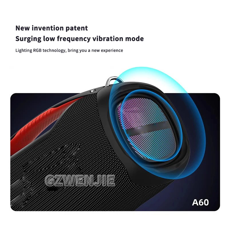 A60 100W Bass Column Wireless Bluetooth Speaker Portable Outdoor Boombox 3D Stereo Party Subwoofer with Microphone