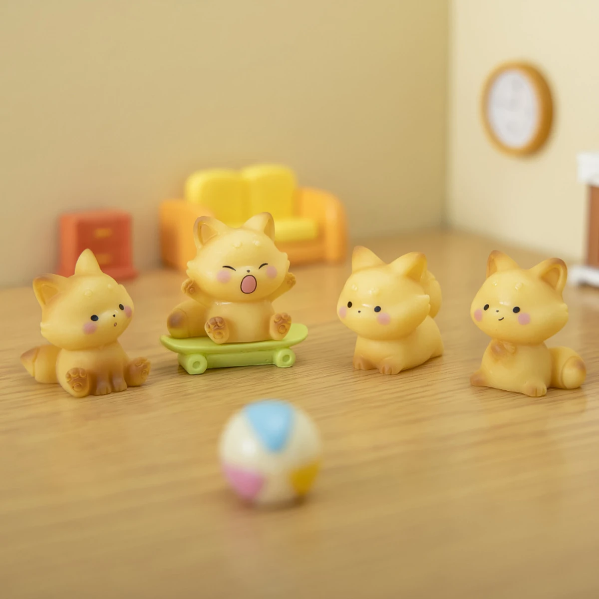 1/6PCS Micro landscape cute little fox resin DIY craft decoration ornaments for home and car, high-end sense, niche