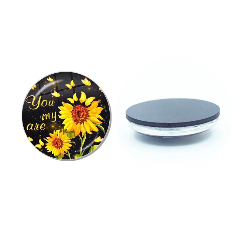 Liefde Zonnebloem Kunst Schilderijen Magneet Koelkast Stickers Decoratie Huis Koelkast Decor Glazen Koepel Kristal Souvenir