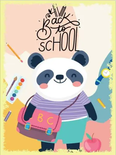 Metal plaque vintage retro style Back To School Panda Classic tin door sign