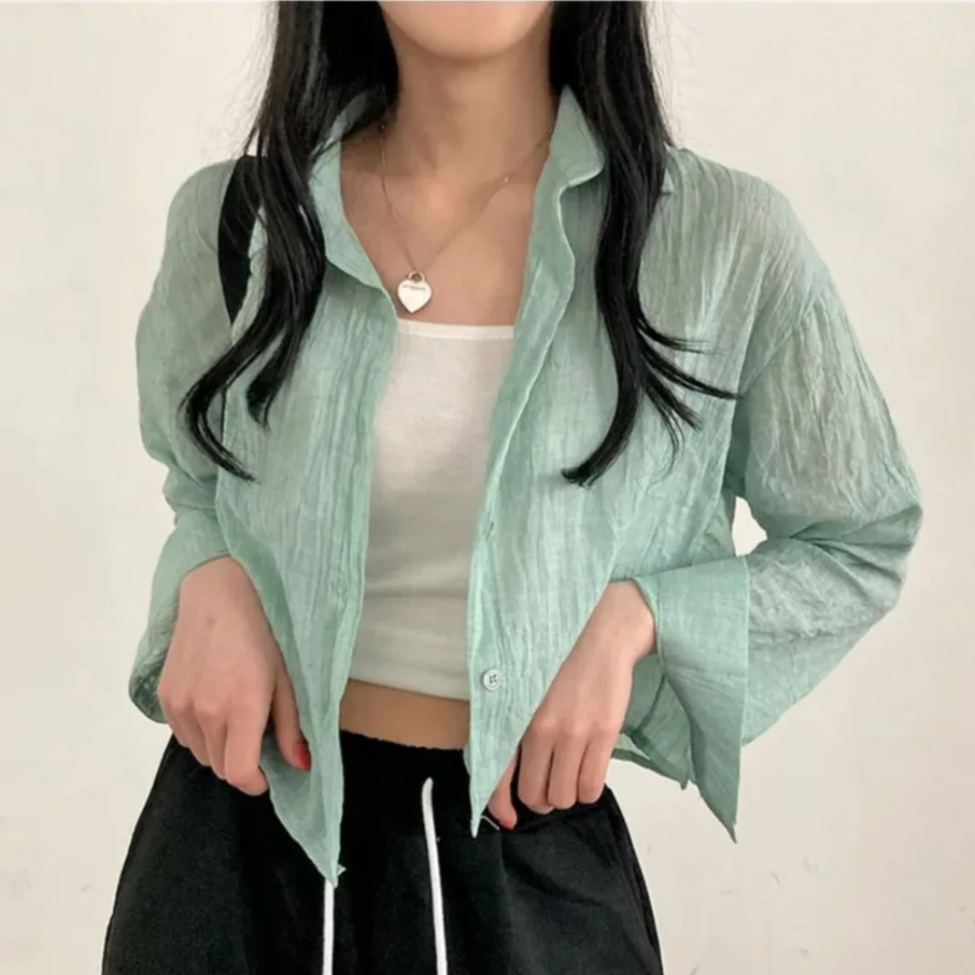 

Chic Summer New Ice Cream Color Lightweight Loose Long Sleeve Sun Protection Shirt Coat Women's Fashionable Commute Style
