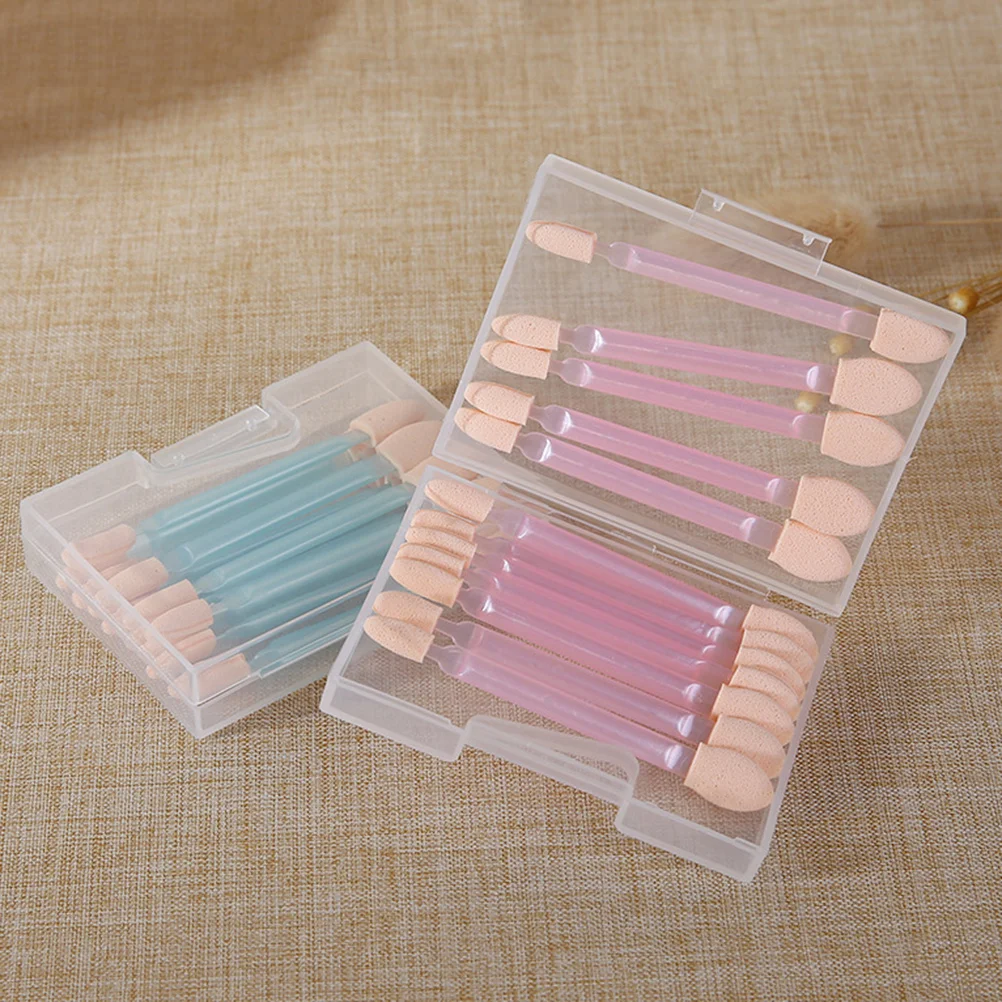 24 Uds. Pinceles de esponja desechables para sombra de ojos, aplicadores de maquillaje de doble punta, herramientas ligeras para sombra de ojos, brillo de labios