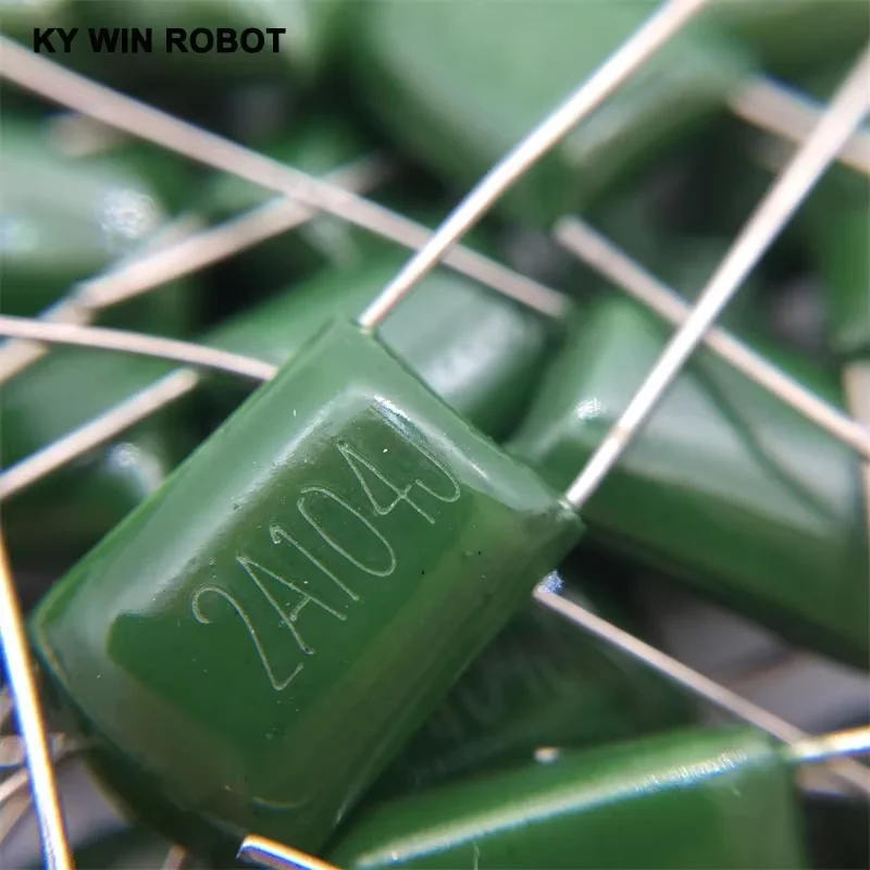 Spacing 2A104J 100V 0.1UF 100NF Polyester Capacitors IC Electronic Components for Arduino DIY (100PCS/LOT)