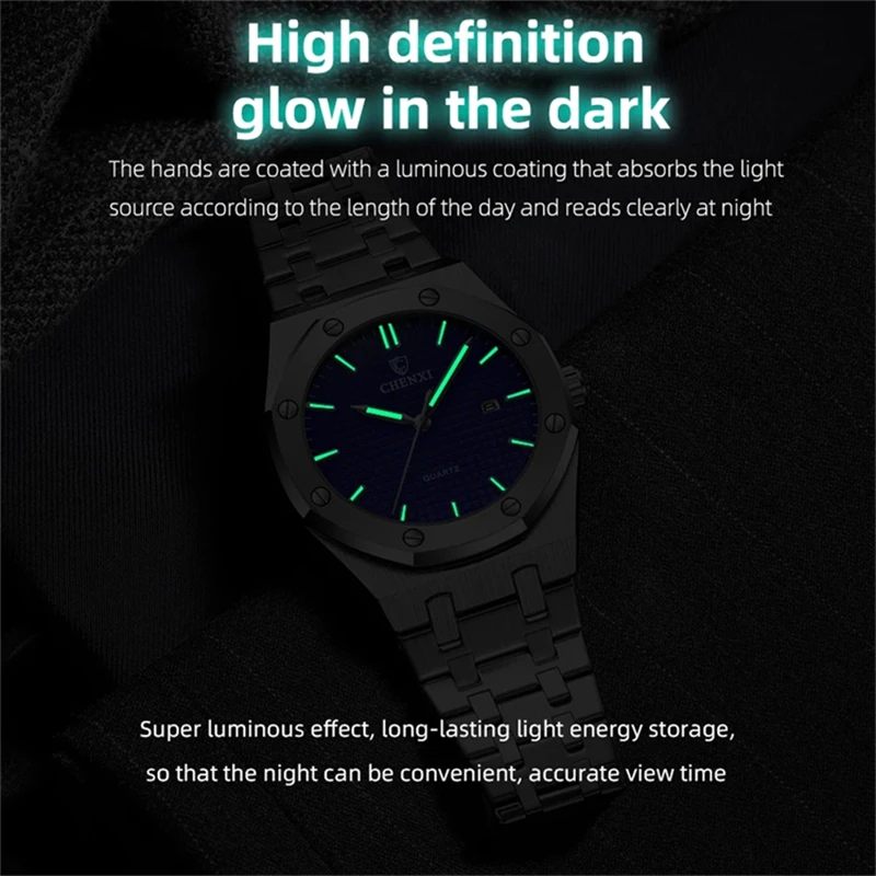 CHENXI 8248 Men\'s Quartz Watch Waterproof Calendar Classic Stainless Steel Strap Luxury Business Wristwatch for Male