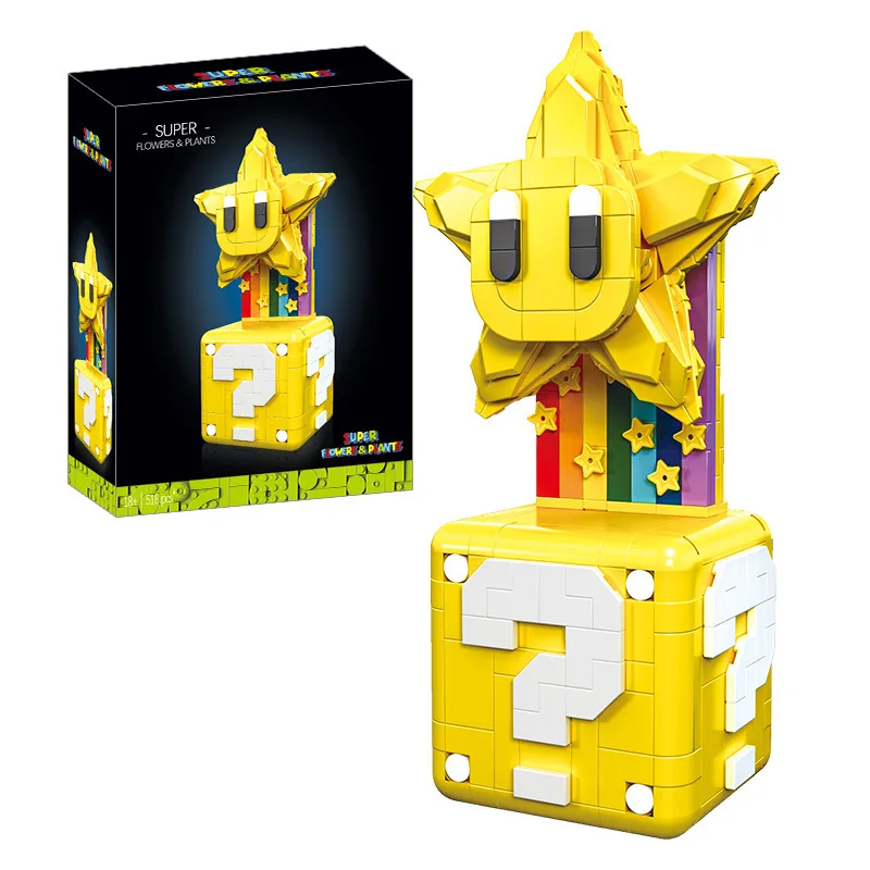 Super Mario Bros Base Bouwstenen Yoshi Luigi Ster Gemonteerd Vraagteken MOC Game Model Mario Mini Baksteen Speelgoed Voor Kinderen Gift
