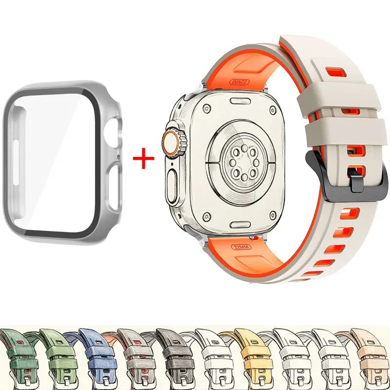 Silikonarmband für Apple Watch Band 45mm 44mm 40 41mm Sportarmband Correa iWatch Series 9 8 7 6 5 4 SE Smartwatch Zubehör