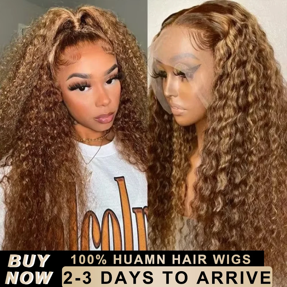 

40 44Inch Highlight Wig Curly 100% Human Hair Wigs 250% Colored Ombre Blonde Lace Front 13x6 Water Deep Wave HD Lace Frontal Wig