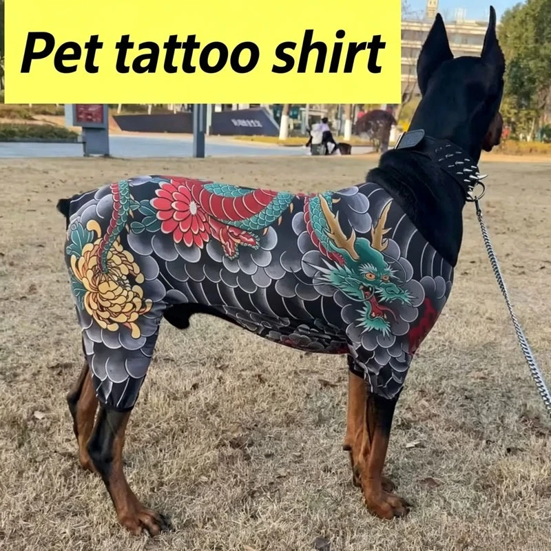 Camiseta Divertida con Tatuaje de Perro 2026, Ropa Humorística para Mascotas, Camiseta Universal para las Cuatro Estaciones para Doberman Pinscher, Suministros para Perros Pequeños y Grandes