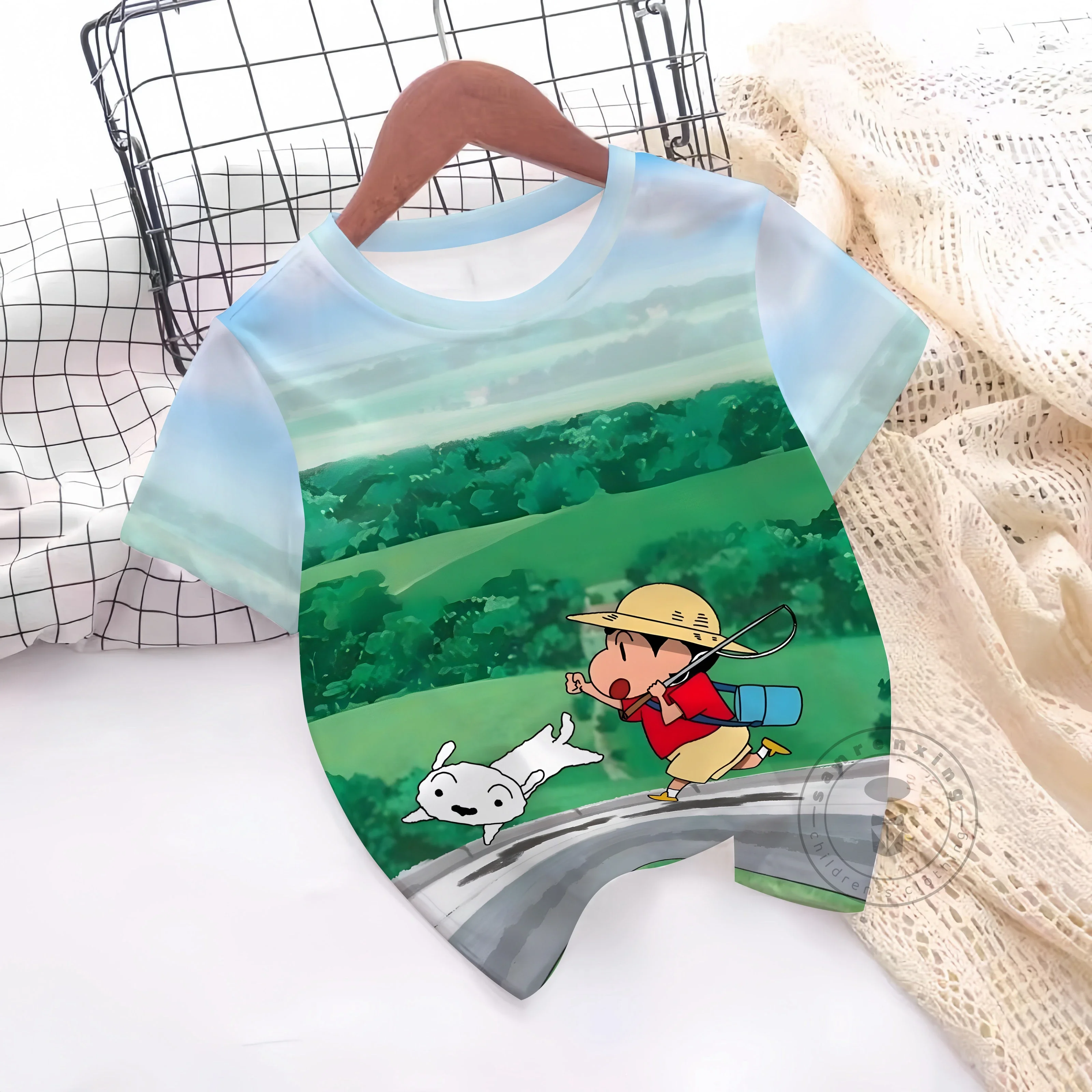 

Kids Girl Clothes 3D Cartoon Crayon Shin-chan Graphic Fun Children's Clothing Summer Crew Neck Short Sleeves T-Shirts For Boys