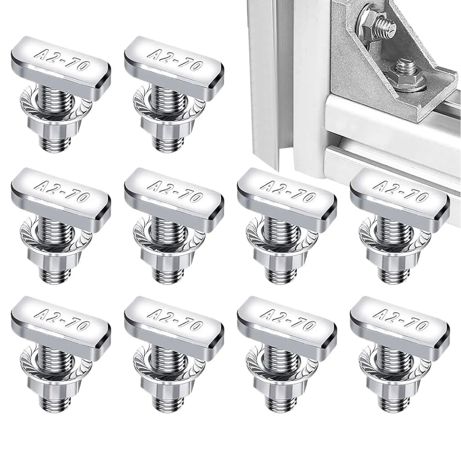 

T-Slot Bolts Set Hammer Head Sliding Screw T-Slot Bolts Nuts Set Heavy-Duty Hardware Screw for Track System Automotive Roof Rack