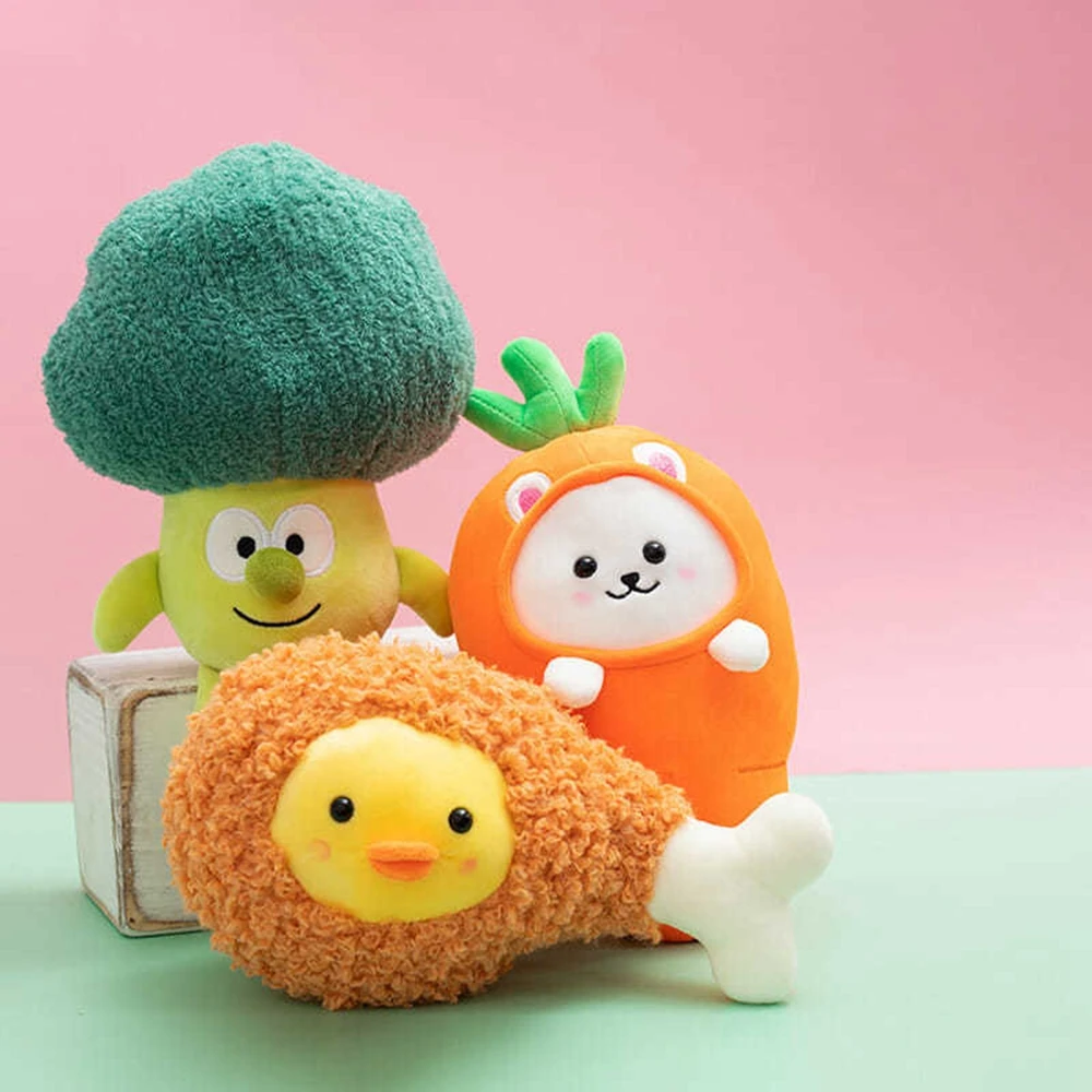 26cm Cute Vegetable Cartoon Throw Pillow Carrot Rabbit Broccoli Hairy Chicken Leg Strap Radish Plush Toy Figure Soft Filling