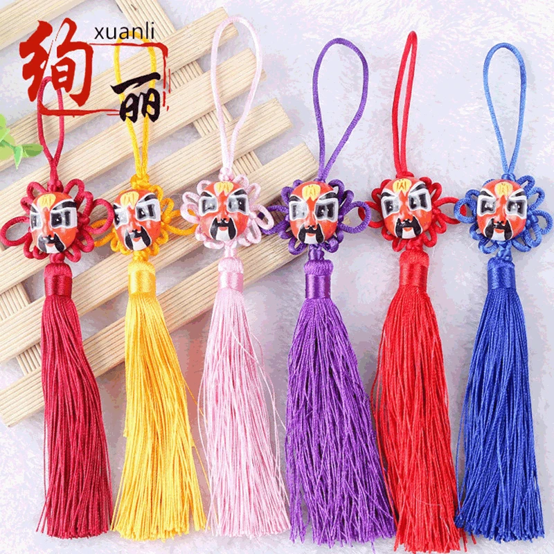 

Peking Opera Facial Mask Tassel Weaving Chinese Ethnic Handicraft Car Creative Home Decoration Pendant