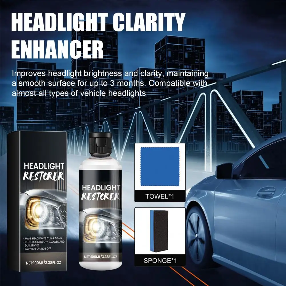 

Automotive Headlight Lens Restorer Car Headlight Repair Fluid Long-Lasting Protection Easy Applicate Headlight Repair Polish Kit