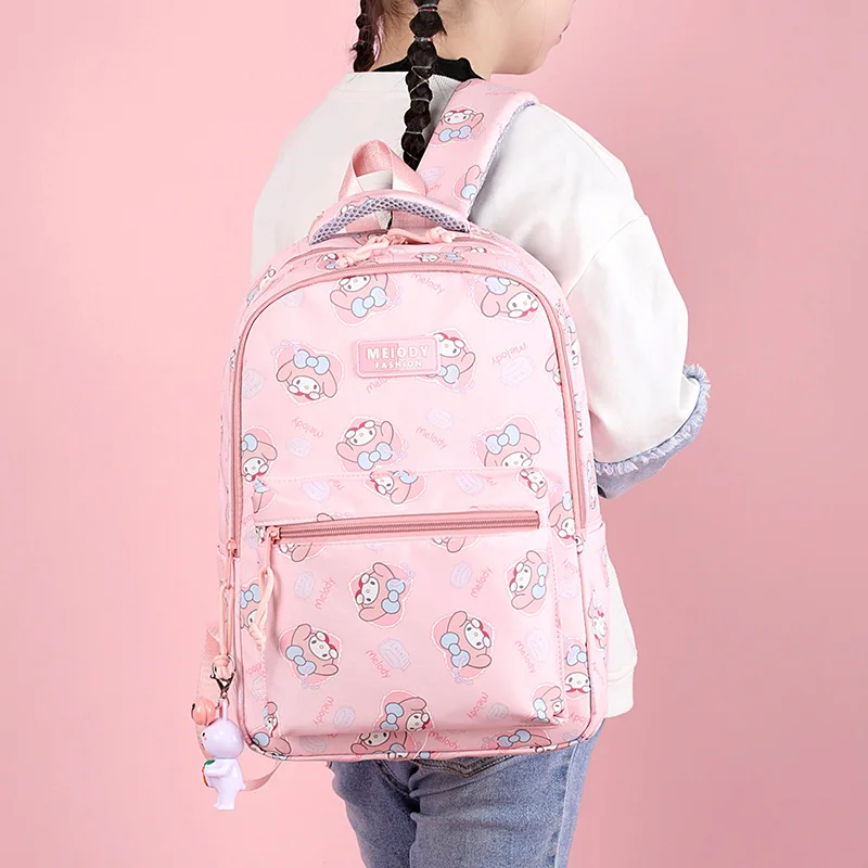 Kawaii Sanrio Hello Kitty Kuromi My Melody Cinnamoroll Backpack Large Capacity Lightweight Backpack Leisure Versatile For Girls