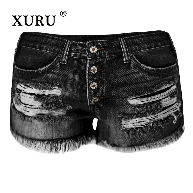 XURU - New Women's Ripped Denim Shorts, Straight Leg Pants, Jeans, Summer Pants