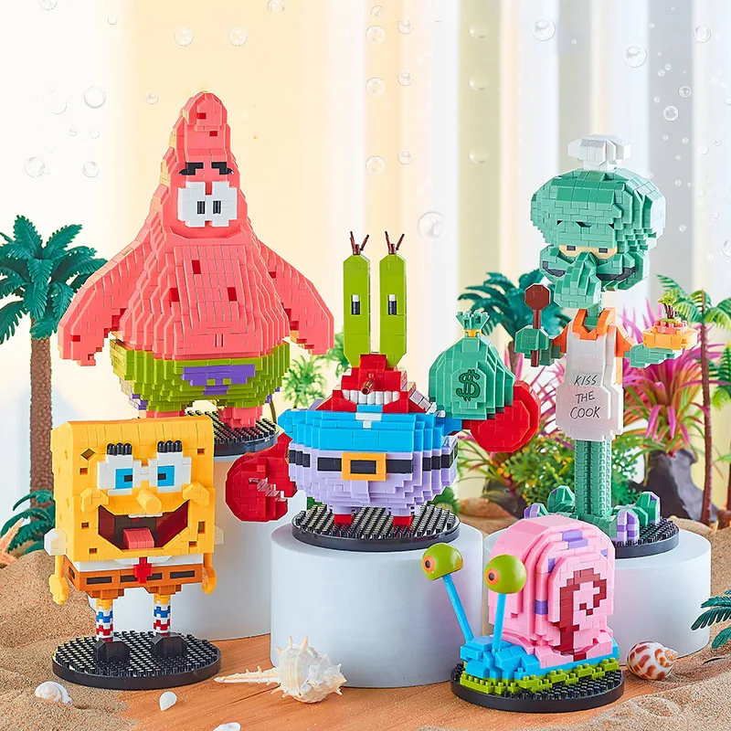 Balody SpongeBob Micro Building Blocks SquarePants Patrick Star Krabs Gary Squidward Tentacles Model Mini Brick Figure Toys