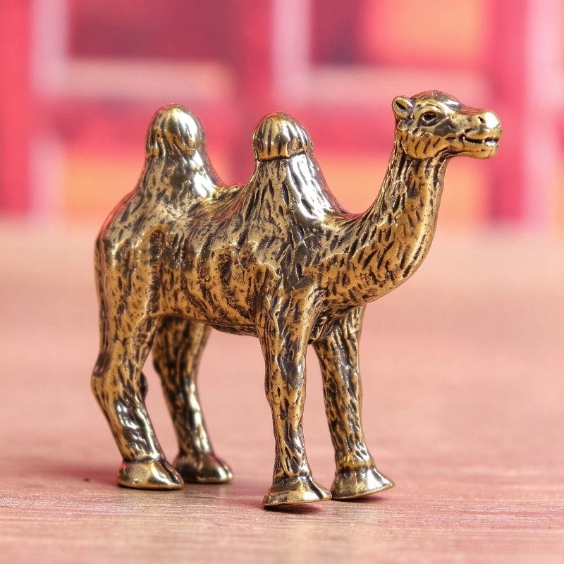 Brass  Camel Figurine, Vintage Metal Camel Mini Statue, Small Desert Animal Ornament, Tea Pet Table Decor Collectible Craft